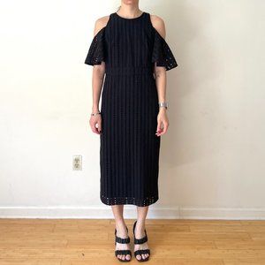 Banana Republic Black Eyelet Midi Dress- Size 6
